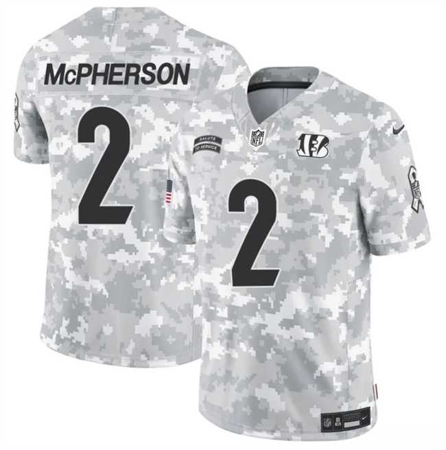 Mens Cincinnati Bengals #2 Evan McPherson 2024 F.U.S.E Arctic Camo Salute To Service Limited Stitched Football Jersey Dzhi->cincinnati bengals->NFL Jersey